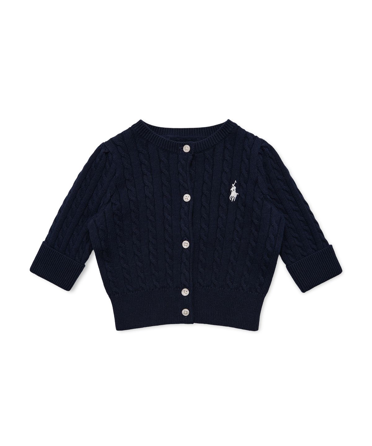 폴로 랄프 로렌 칠드런(POLO RALPH LAUREN CHILDREN) 베이비 여아 케이블니트 코튼 카디건 - 네이비