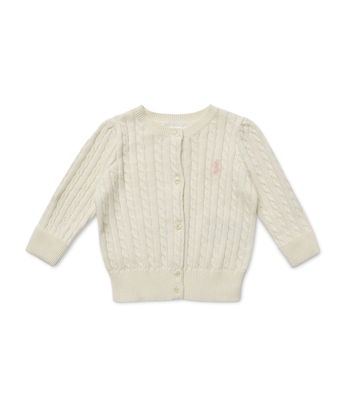 폴로 랄프 로렌 칠드런(POLO RALPH LAUREN CHILDREN) 베이비 여아 케이블니트 코튼 카디건 - 아이보리