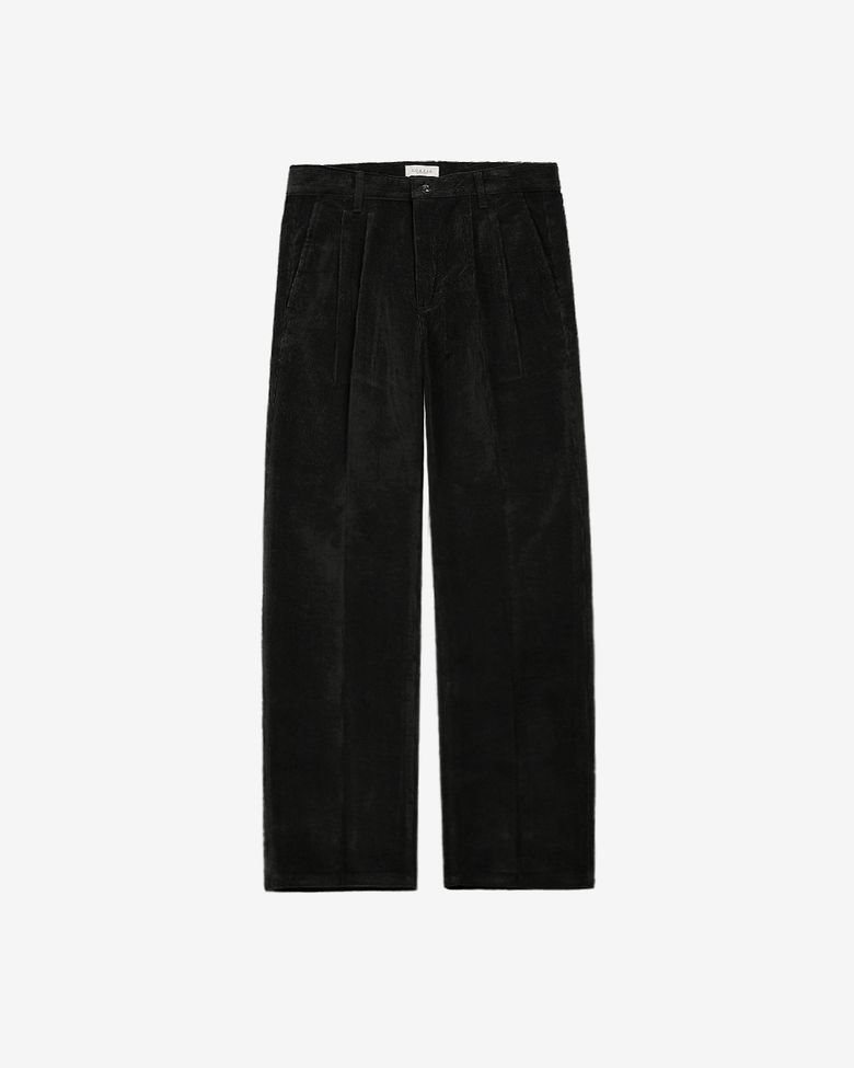 Two Pleats Corduroy Trousers (Black)