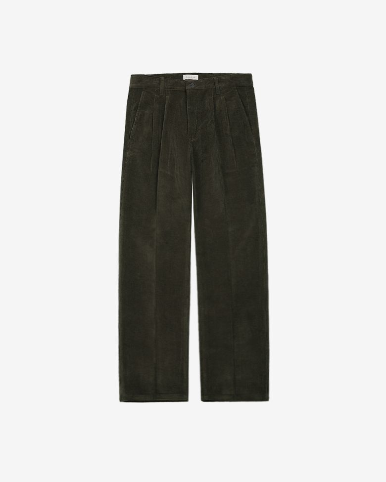Two Pleats Corduroy Trousers (Khaki)