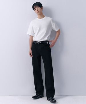 레귤러 핏 데님 팬츠 [블랙]