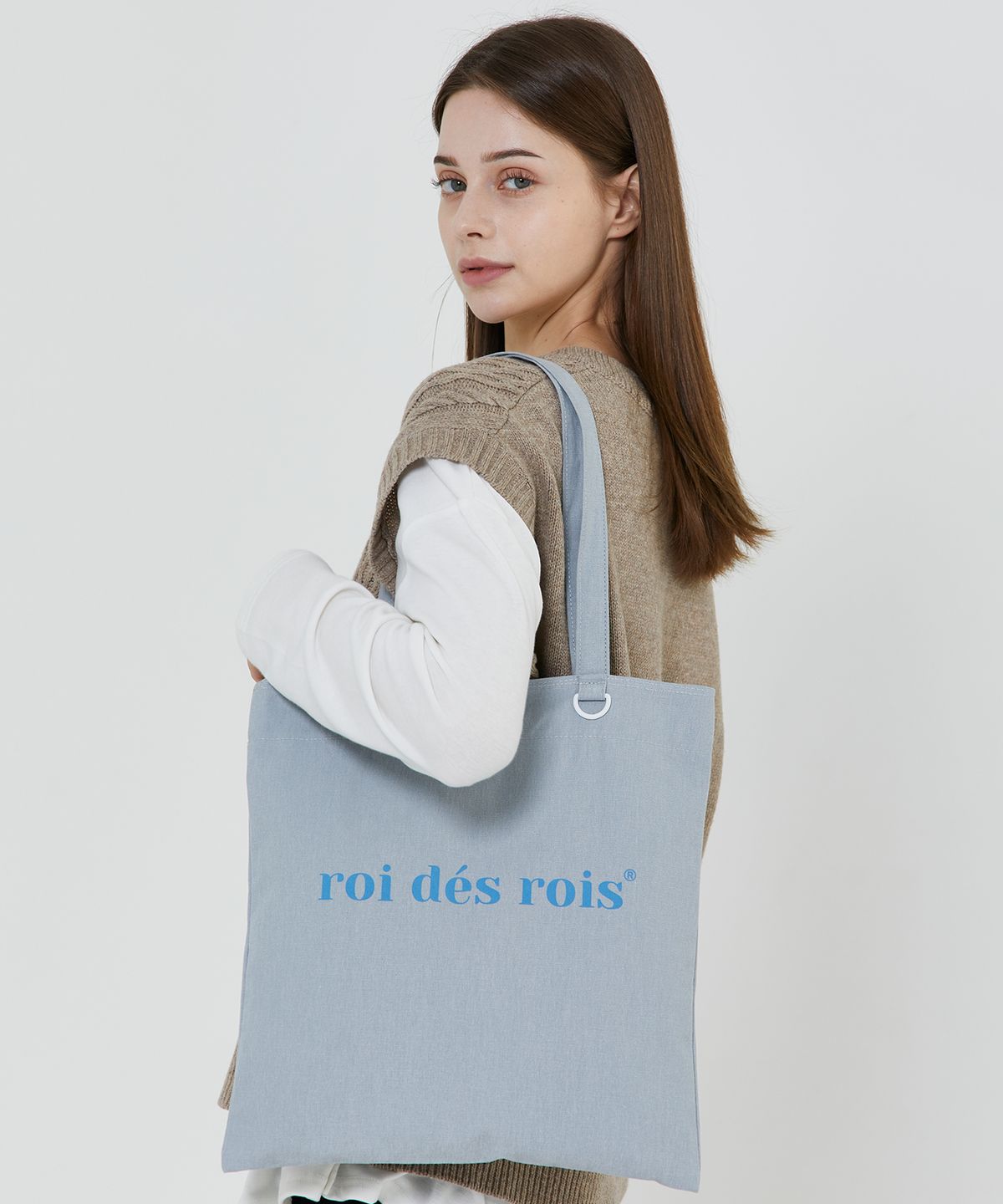 로아드로아(ROIDESROIS) 컬러풀 베이직 숄더 에코백 (그레이)