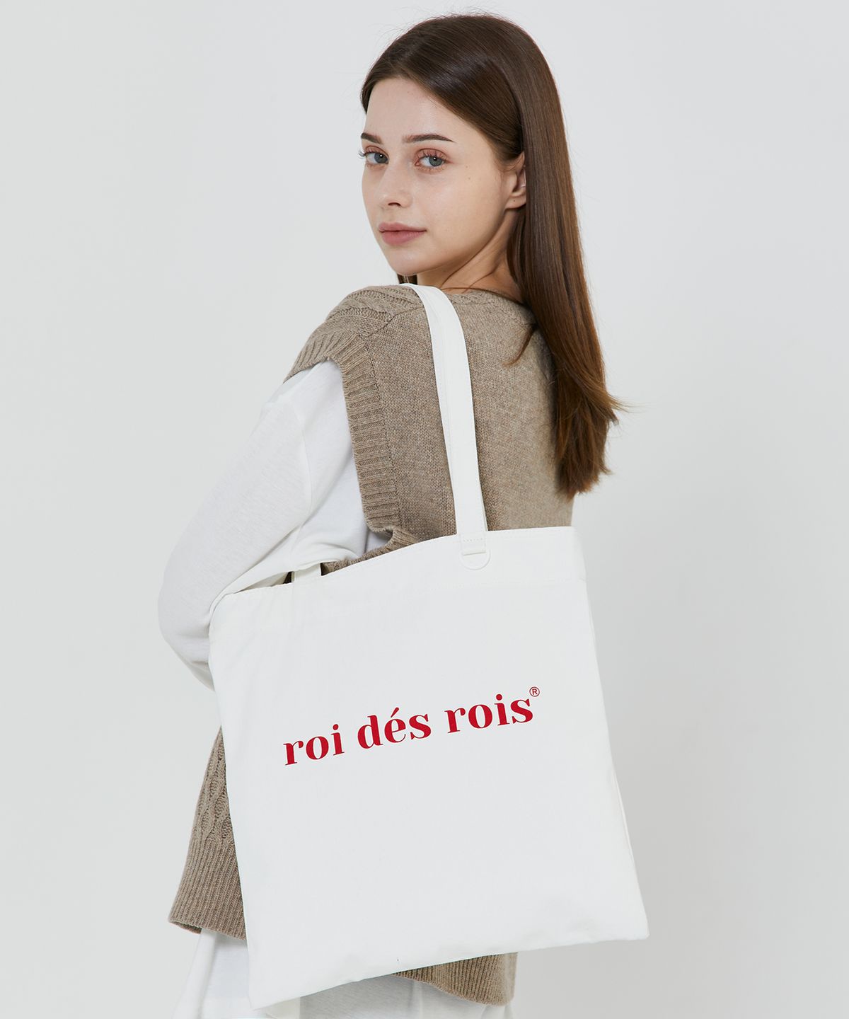 로아드로아(ROIDESROIS) 컬러풀 베이직 숄더 에코백 (화이트)