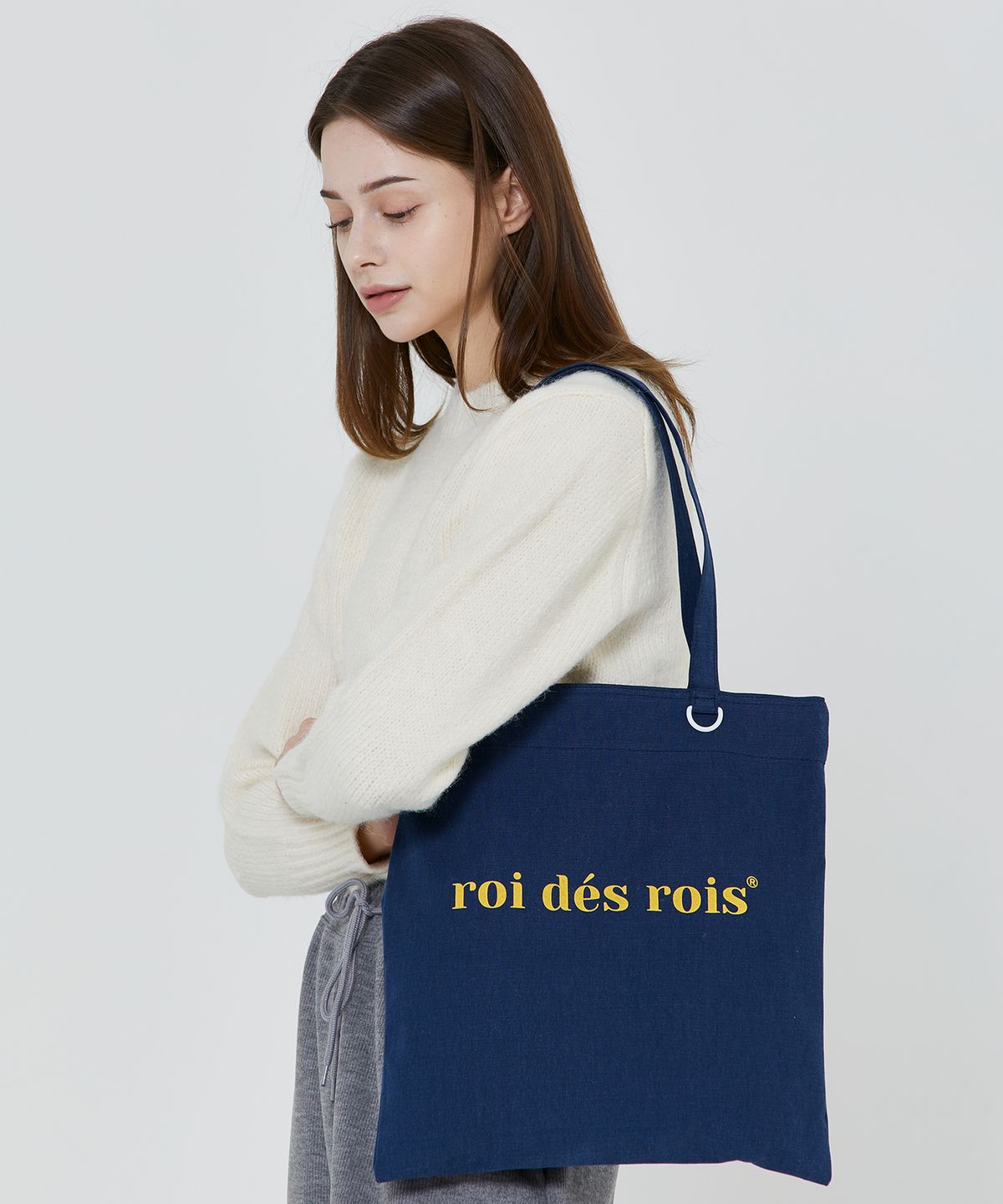 로아드로아(ROIDESROIS) 컬러풀 베이직 숄더 에코백 (네이비)
