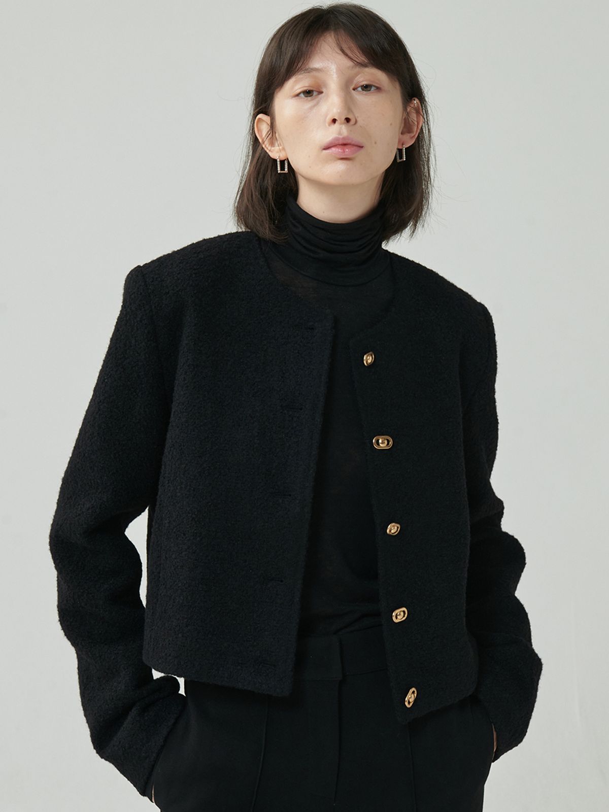 아르카익(ARCHAIC) bookle tweed jacket_black
