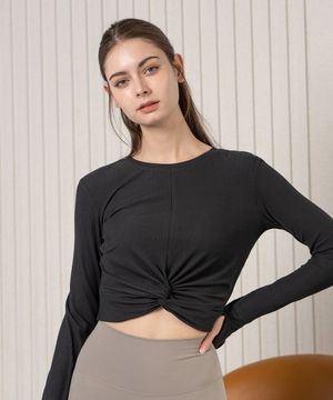 (FM50121)트위스트 크롭 롱 슬리브_블랙