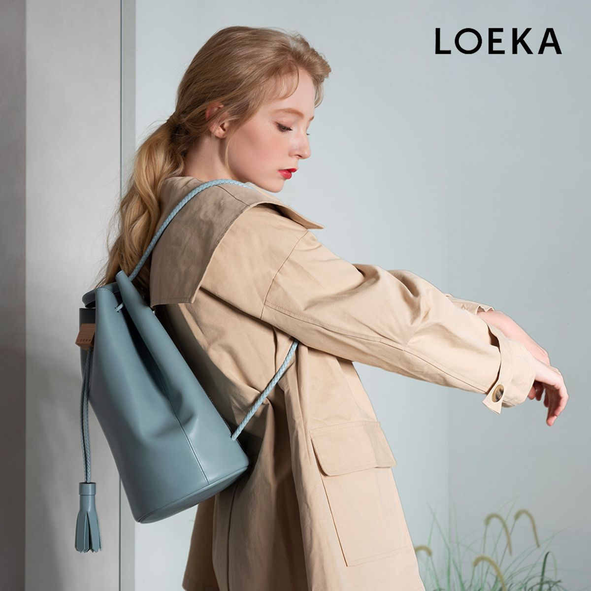 로에카(LOEKA) 밀리 드로우스트링 MILLIE BAG(LK1012)_FOG BLUE