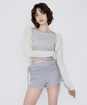 여성 요가복 DEVI-T0064-아이보리 필라테스 유닛 슬릿 볼레로