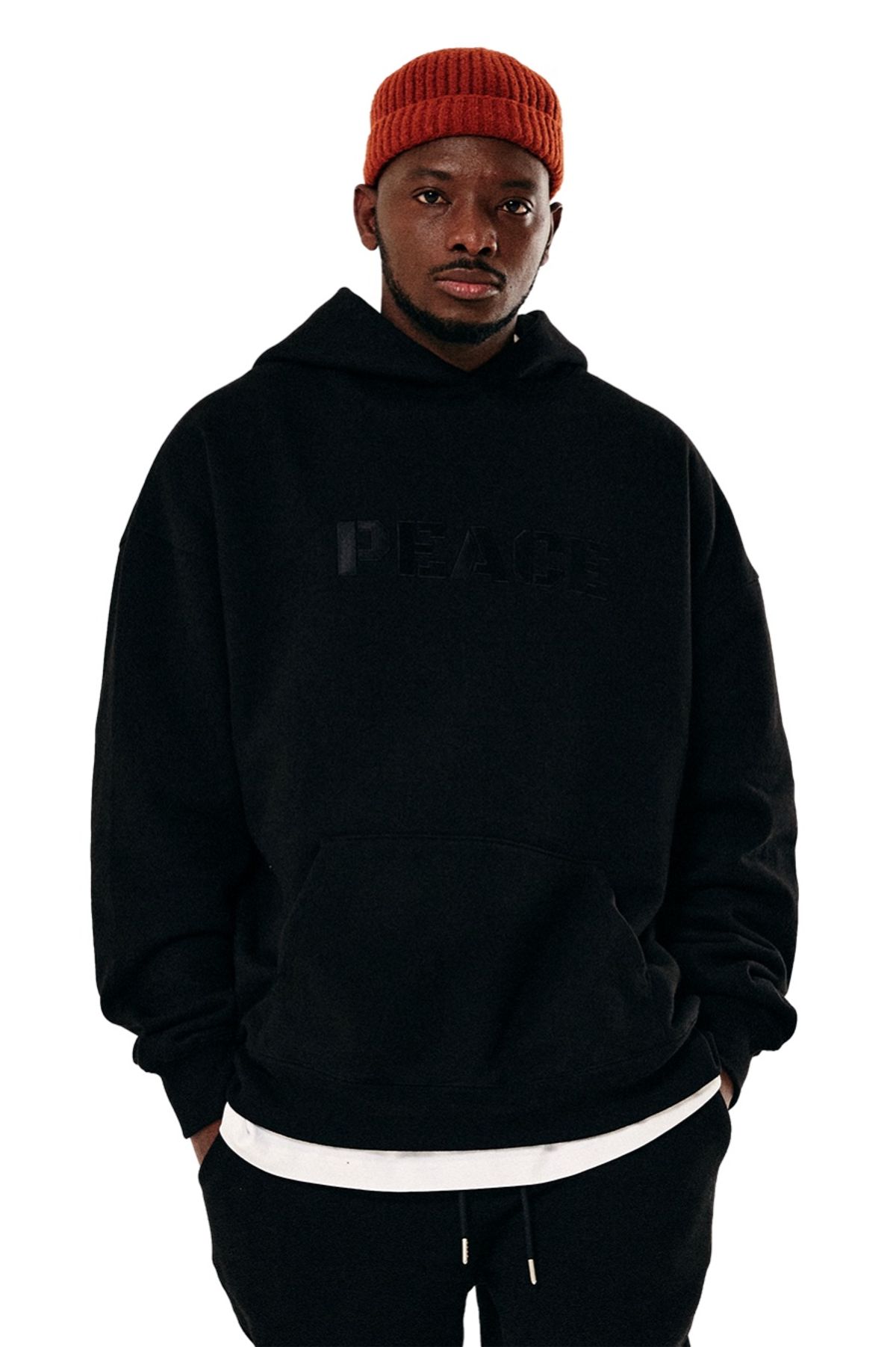 피스오브올데이(PEACE OF ALL DAY) PEACE Hoodie Black