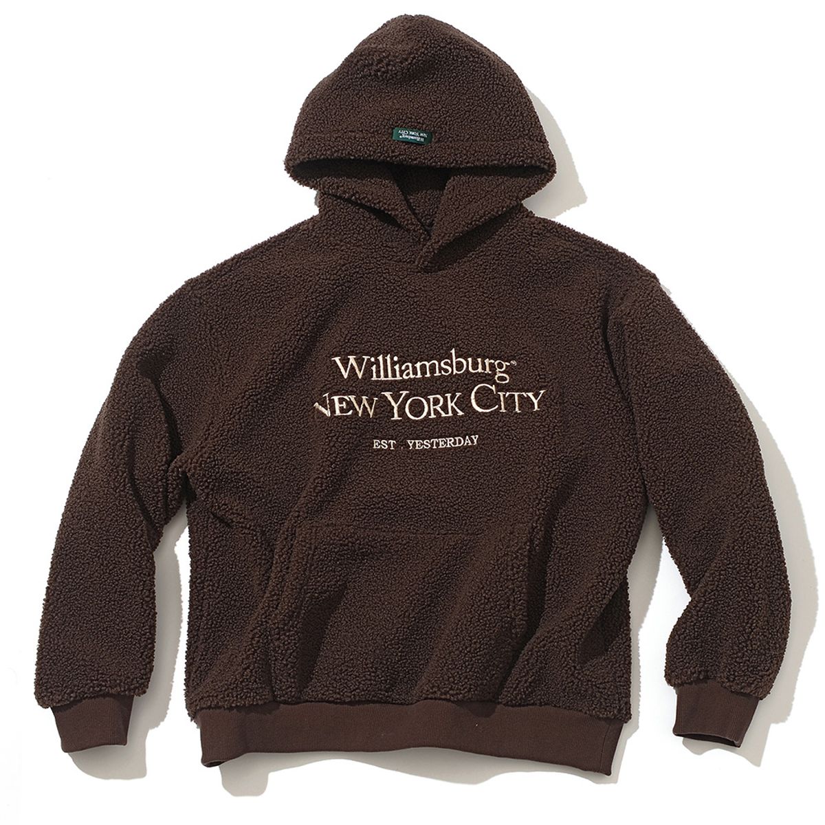윌리엄스버그 뉴욕시티(WILLIAMSBURG NEWYORK CITY) Classic Logo Boa Fleece Hoodie_Dark Brown