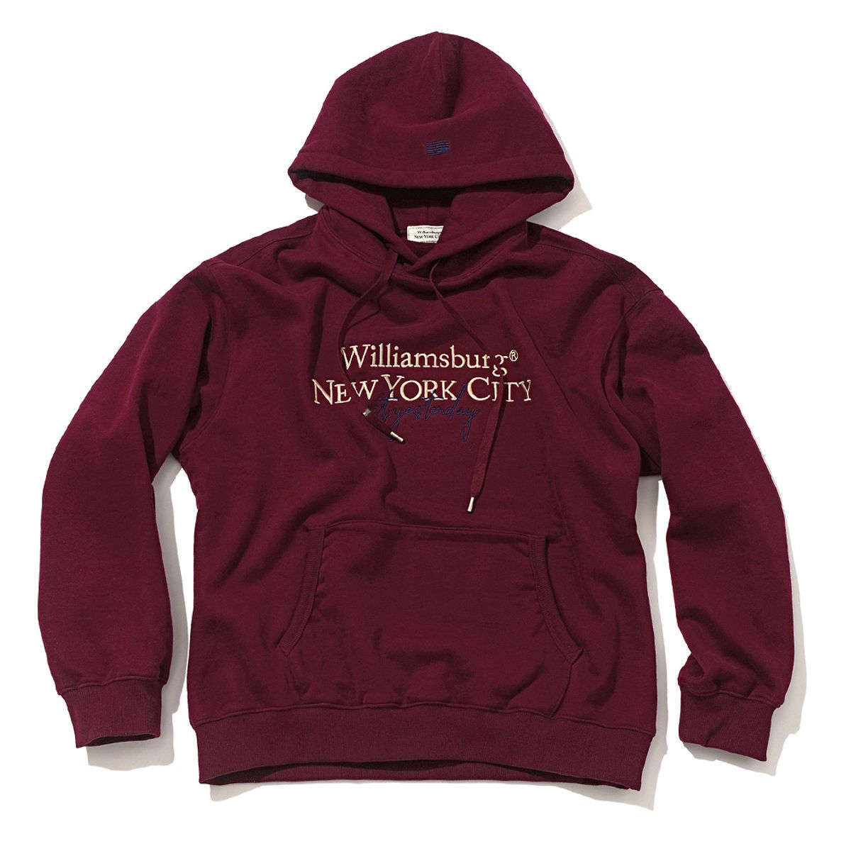 윌리엄스버그 뉴욕시티(WILLIAMSBURG NEWYORK CITY) Lettering Logo Brushed Hoodie_Wine