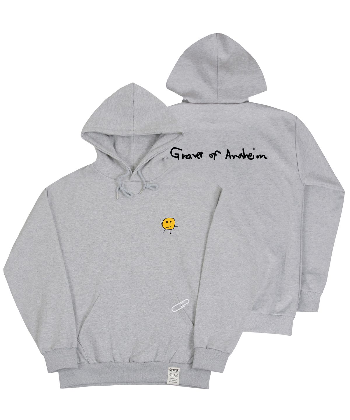 그레이버(GRAVER) [UNISEX]드로잉도트 백로고 후드티_그레이