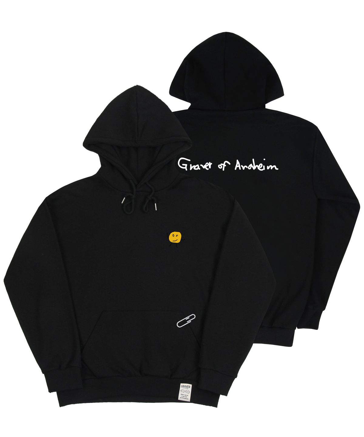 그레이버(GRAVER) [UNISEX]드로잉도트 백로고 후드티_블랙