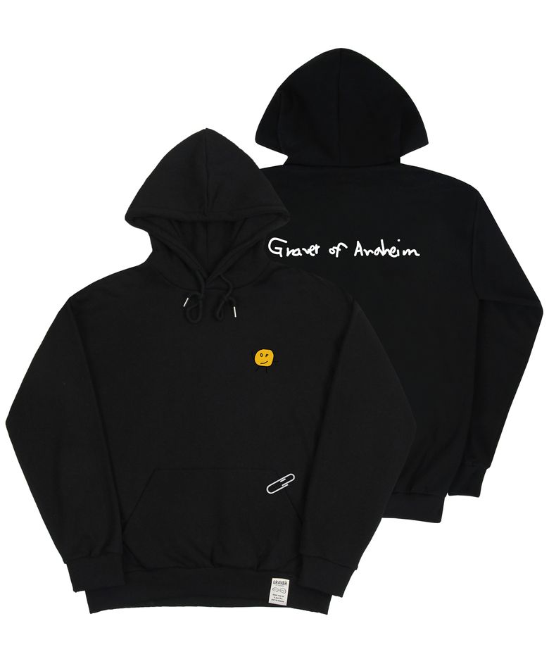 [UNISEX]드로잉도트 백로고 후드티_블랙