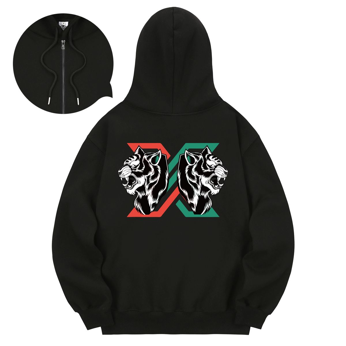 칸6312(KAN6312) KHZB0032 타이거엑스 기모 후드 집업 블랙