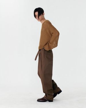 (Set-up)High Wide Pants - BROWN