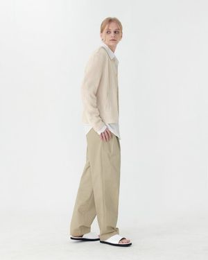 (Set-up)High Wide Pants - BEIGE