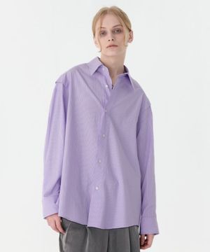 Shoulder Flash Stripe Shirts - PURPLE