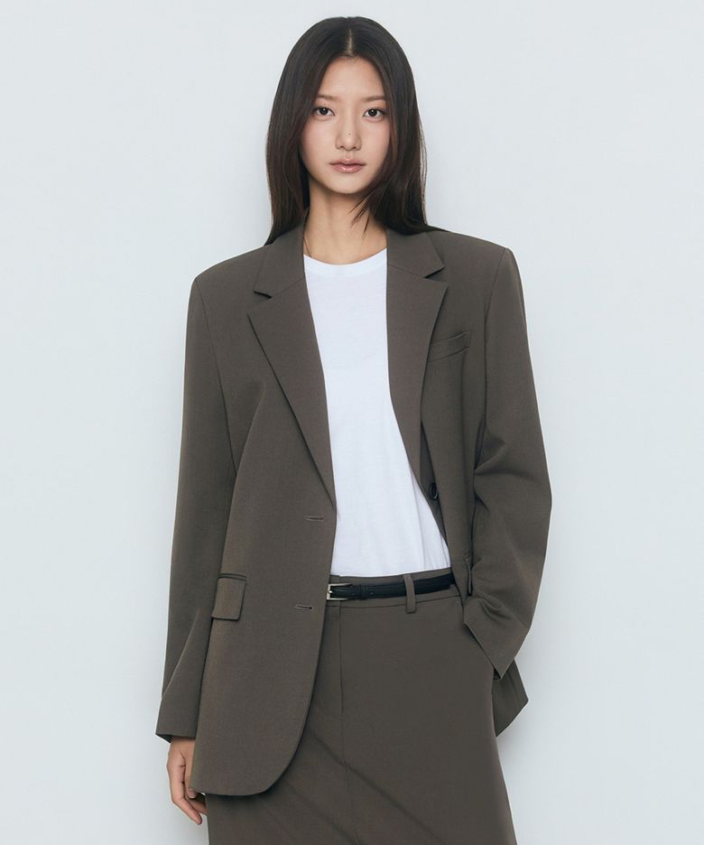 우먼즈 오버사이즈 블레이저 [카키 브라운]