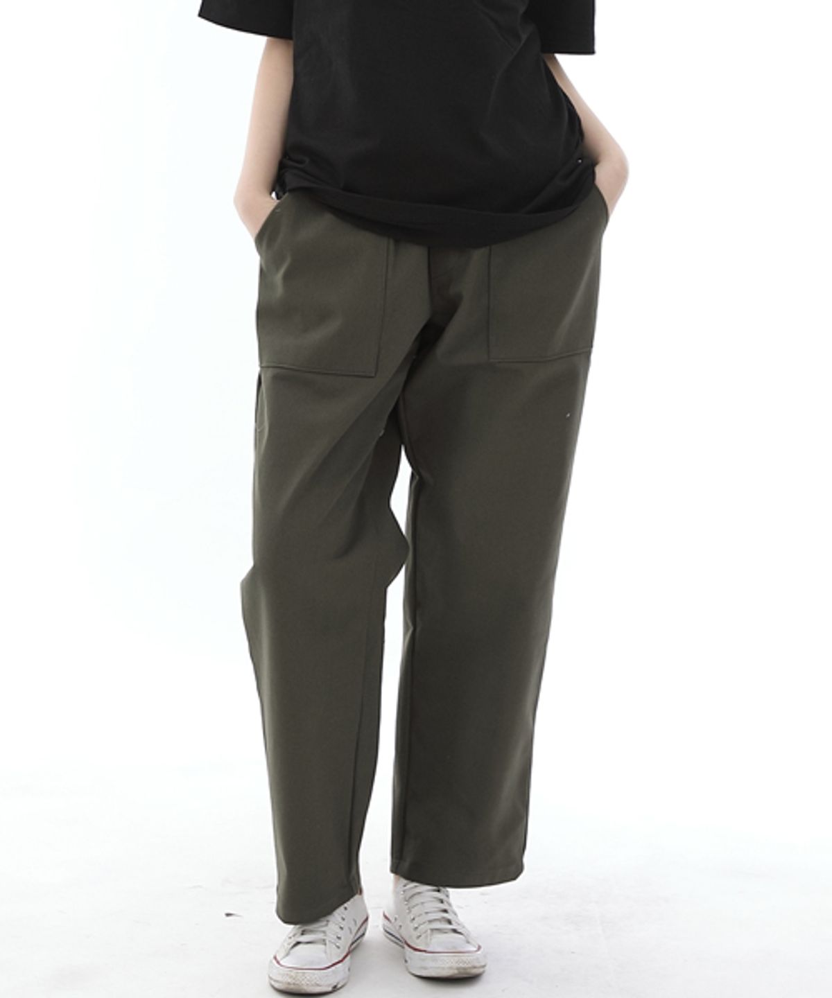 세인트크루(SAINTCREW) 와이드 앵클드롭 퍼티그팬츠 WAF-319 카키