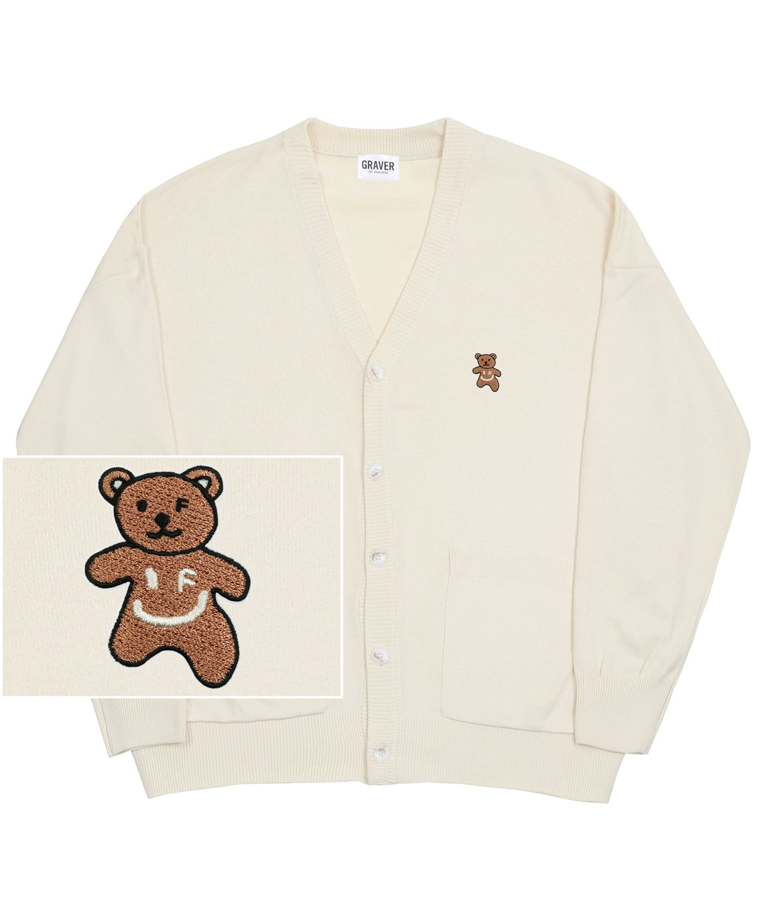 MUSINSA | GRAVER [UNISEX] SMALL BEAR EMBROIDERED SMILE KNIT