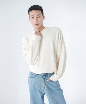 베이직 크루넥 니트 - 아이보리