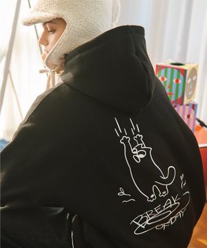 넌슬립 자수 후드 블랙