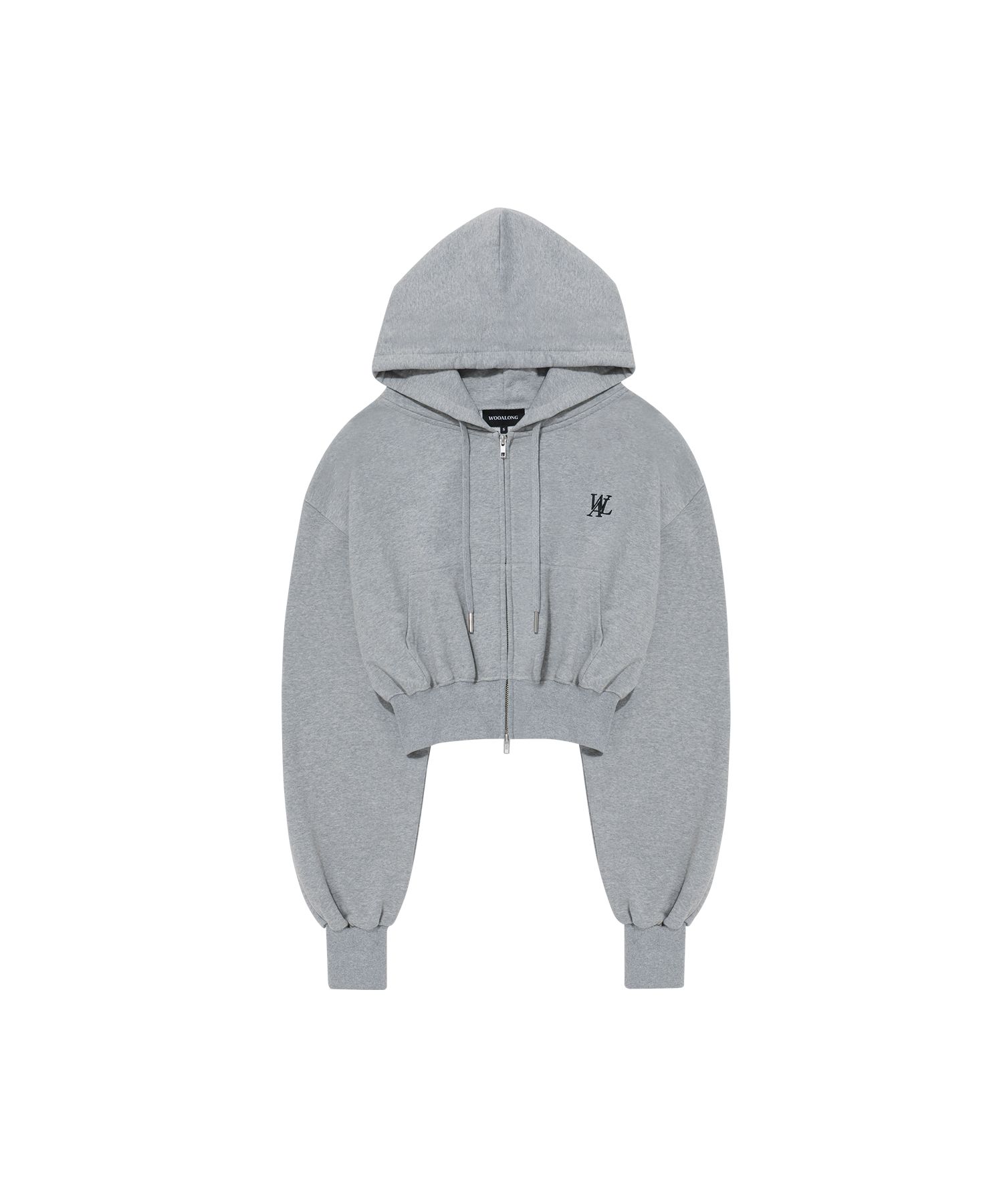 MUSINSA公式 | WOOALONG Signature crop hood zip-up_GRAY