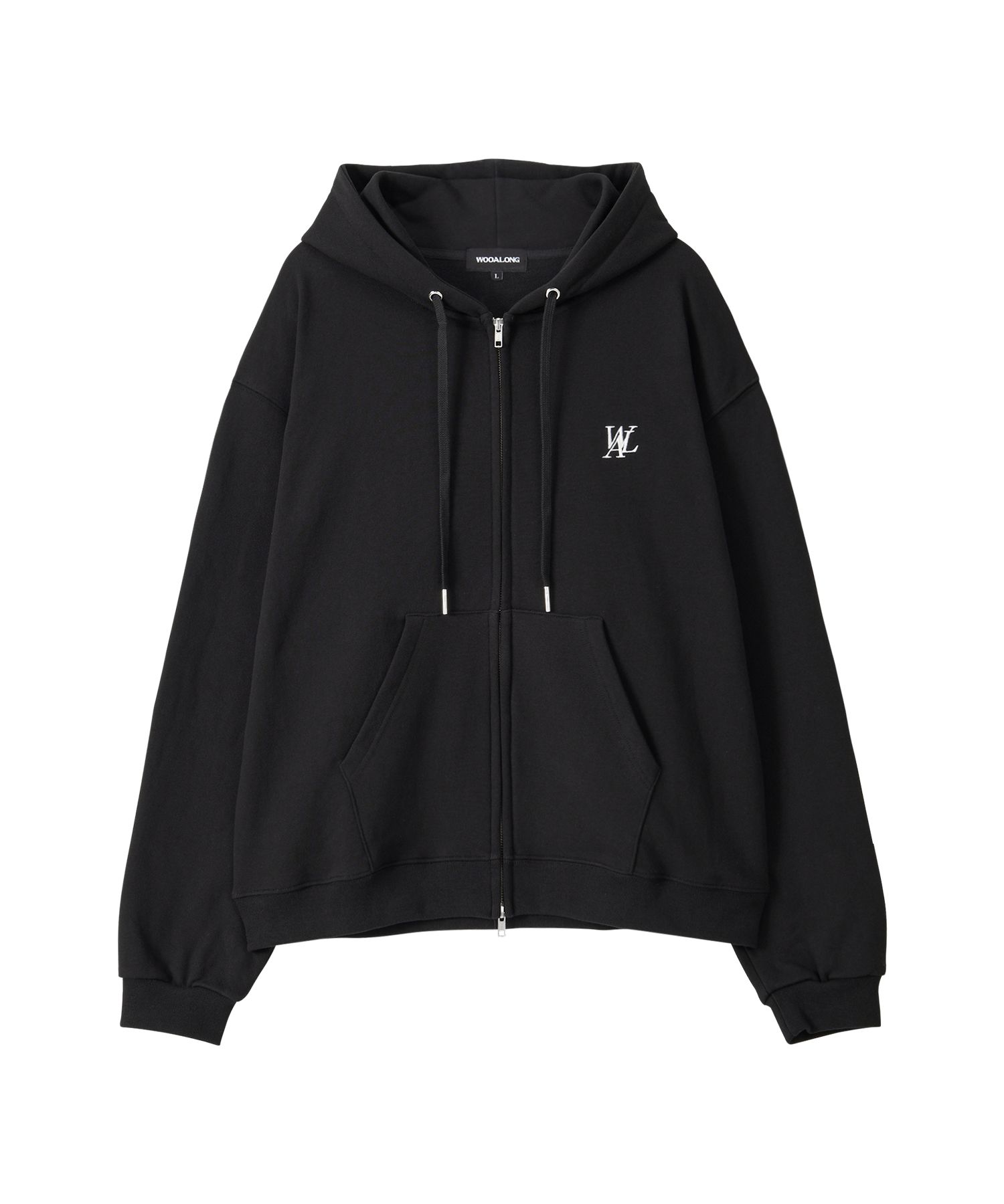 MUSINSA公式 | WOOALONG Signature hood zip-up_BLACK