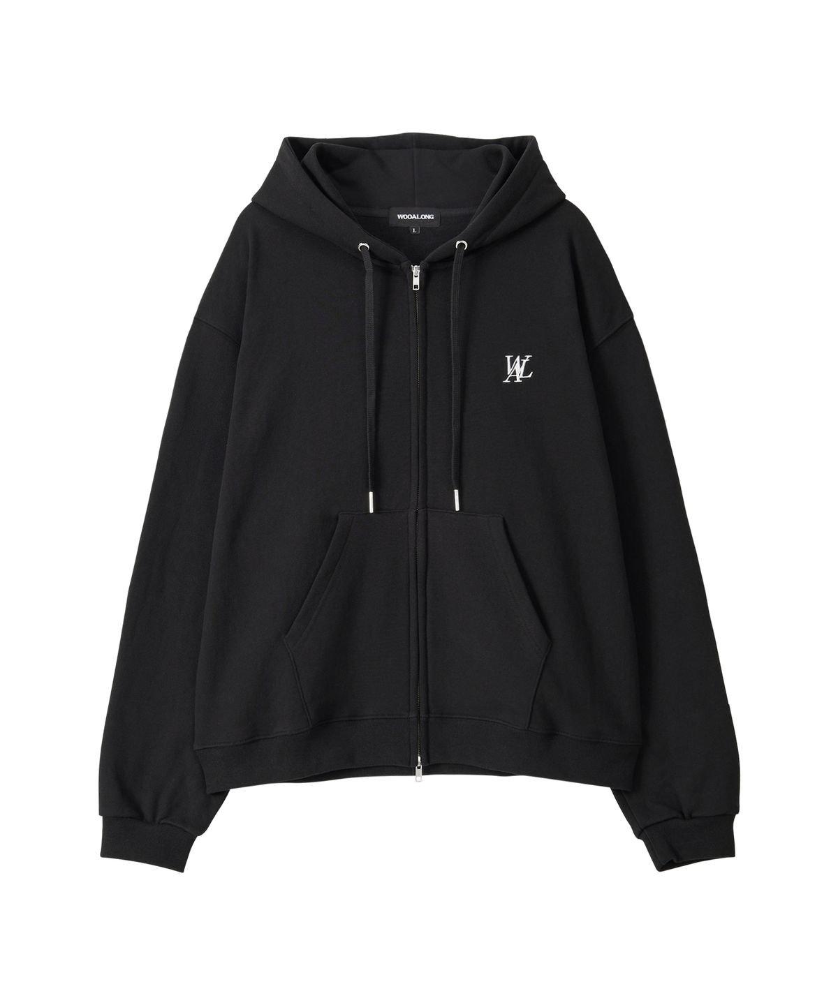 우알롱(WOOALONG) Signature hood zip-up - BLACK
