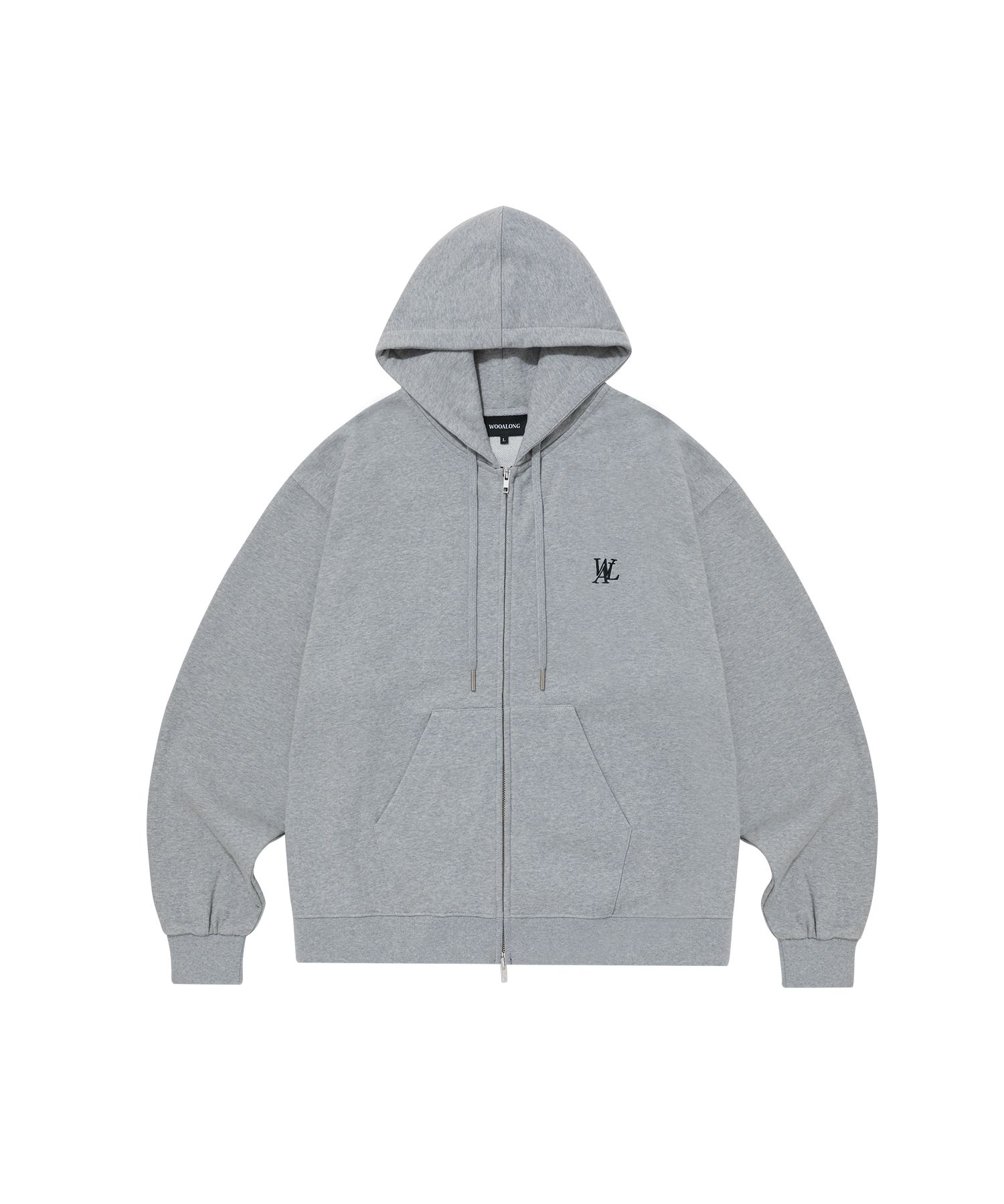 MUSINSA公式 | WOOALONG (raised) Signature hood zip-up - GRAY