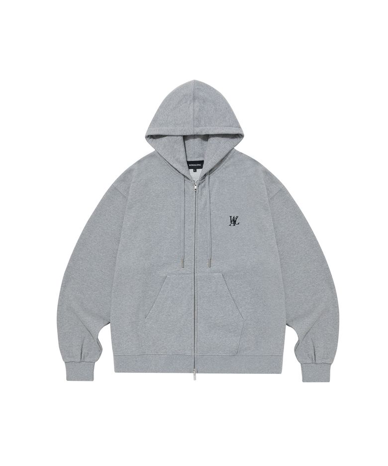 (기모)Signature hood zip-up - GREY