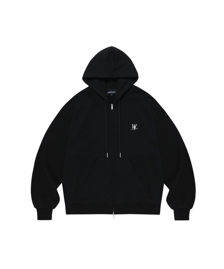 (기모)Signature hood zip-up - BLACK