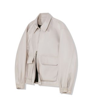 86-IRO086 [리뉴얼] 크루얼티프리 싱글 카라넥 레더 자켓 아이보리