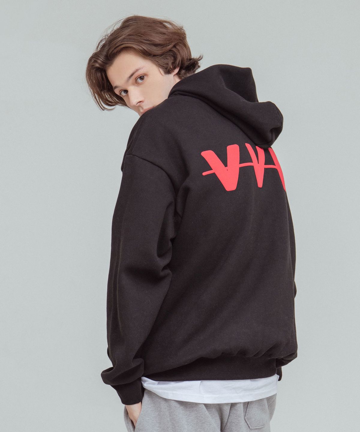 뷔벨로체(VVELOCE) FV 오버핏 기모 후드 블랙