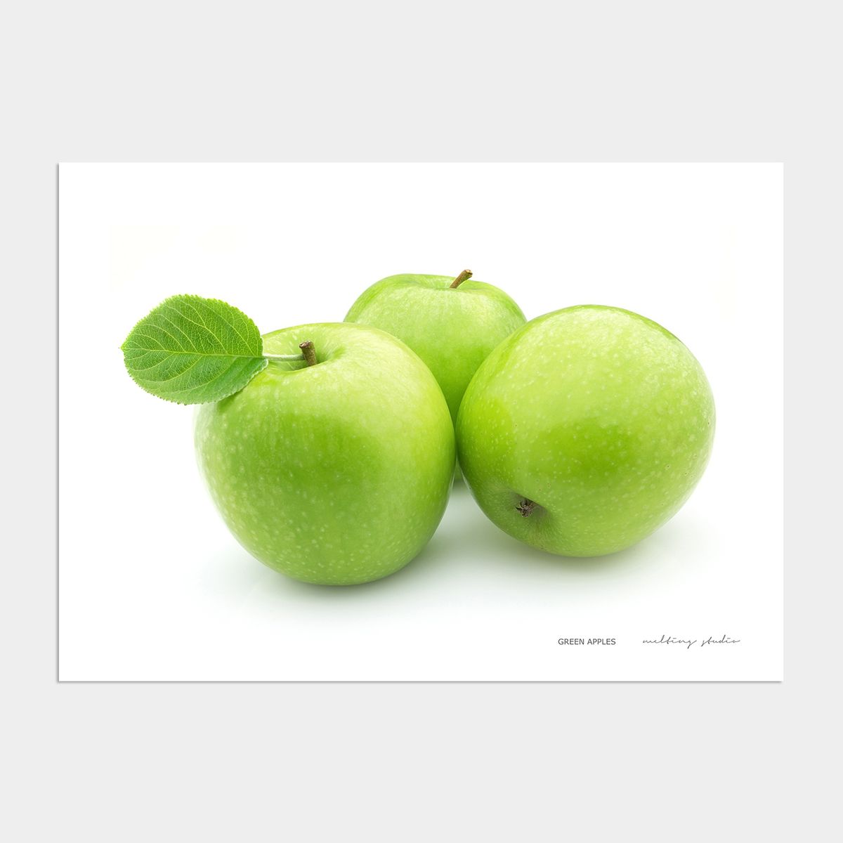 멜팅스튜디오(MELTING STUDIO) 행운을 부르는 풍수그림 사과 액자 인테리어 포스터  / 03번 Green apples 1