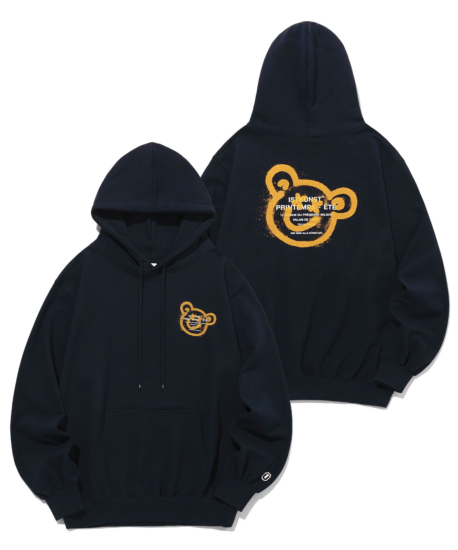 ★IST KUNST★BEAR & SMILEY SWEATSHRITS MUSINSA | ISTKUNST BEAR & SMILEY HOODIE NAVY (IK2CSMM401A)