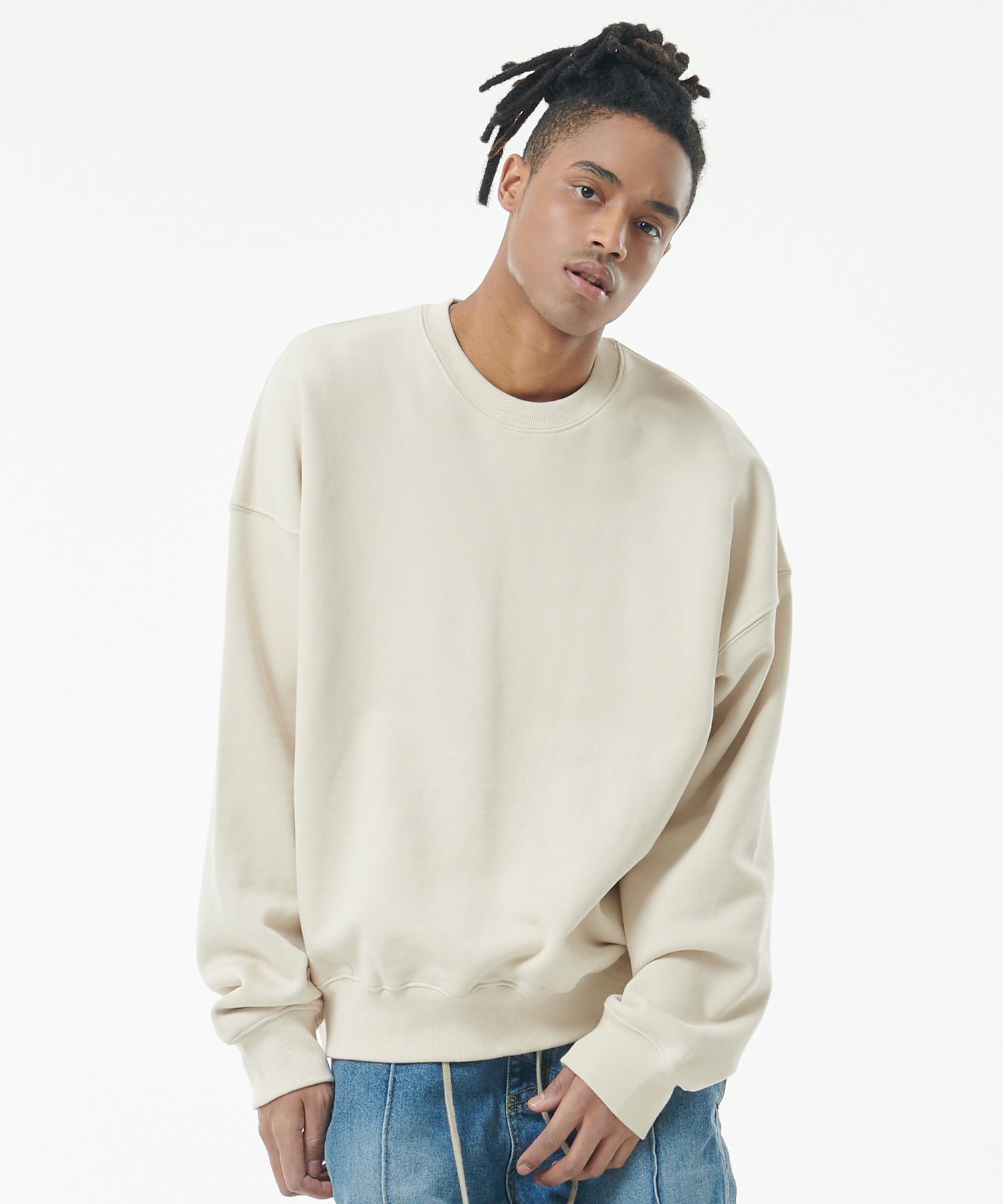 MUSINSA ATTENTIONROW CROPPED SWEATSHIRT (IVORY)