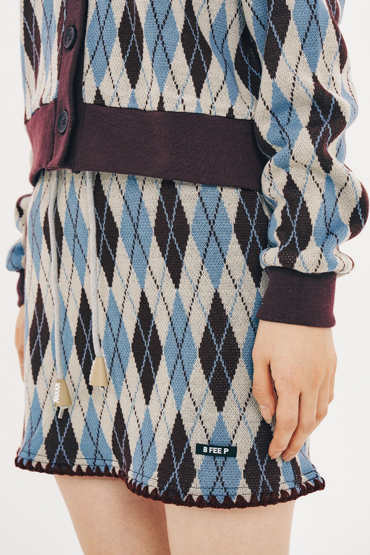 비피피(BFEEP) argyle skirt_ brown&sky