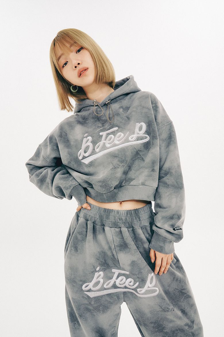 big logo crop hoodie_charcoal(기모버전)