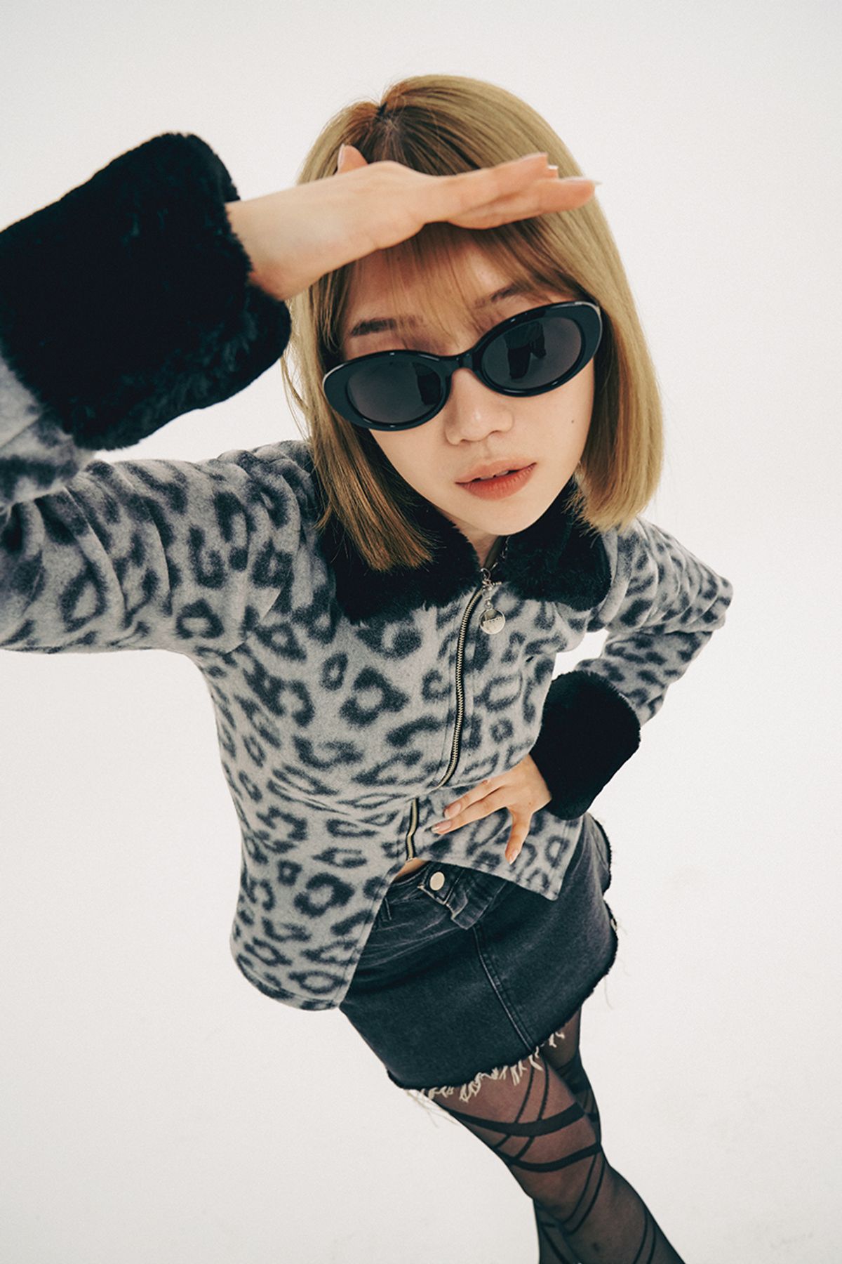 비피피(BFEEP) leopard fur zip up_black