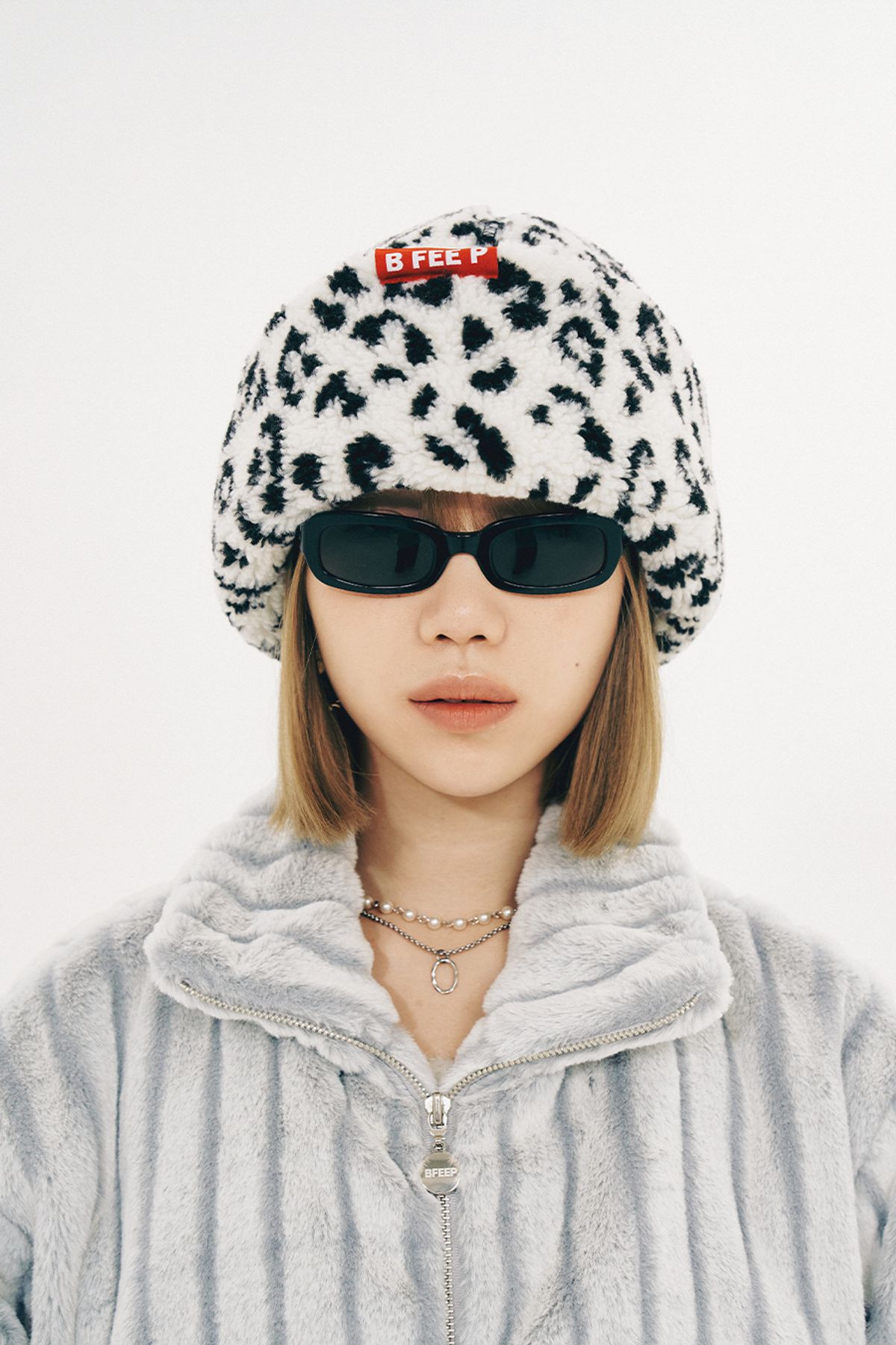 비피피(BFEEP) leopard beanie_white