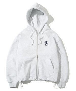 플라워 로고 투웨이 스트링 후드집업_멜란지그레이