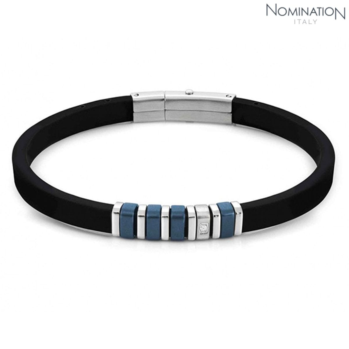 노미네이션(NOMINATION) 팔찌 시티 CITY steel and silicon WHITE CZ (Blue) 028804/016