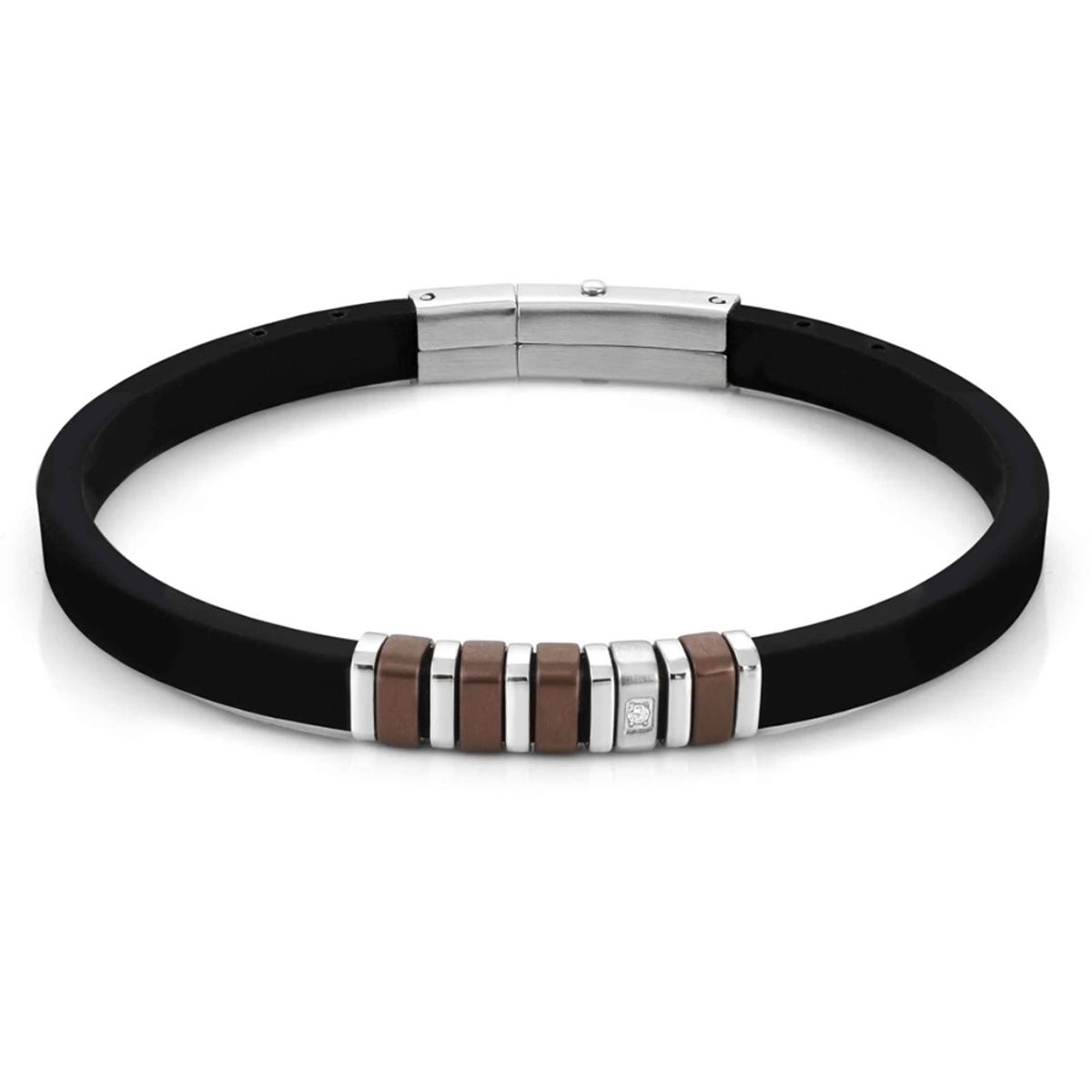 노미네이션(NOMINATION) 팔찌 시티 CITY steel and silicon WHITE CZ (Chocolate) 028804/028