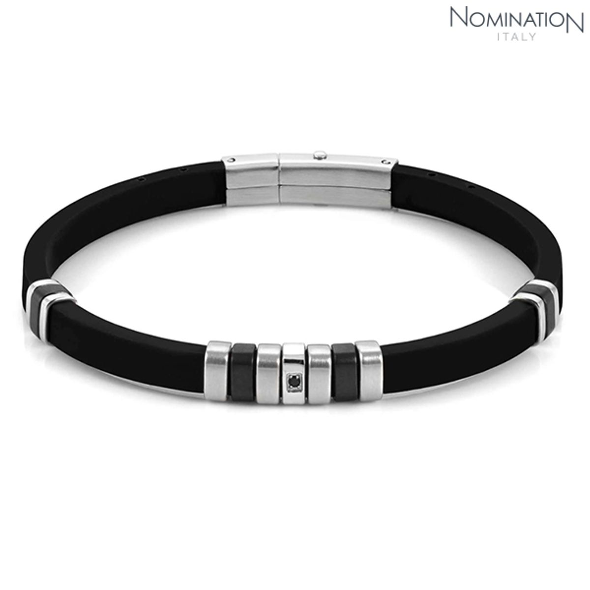 노미네이션(NOMINATION) 팔찌 시티 CITY steel and silicon BLACK CZ (Black) 028805/015
