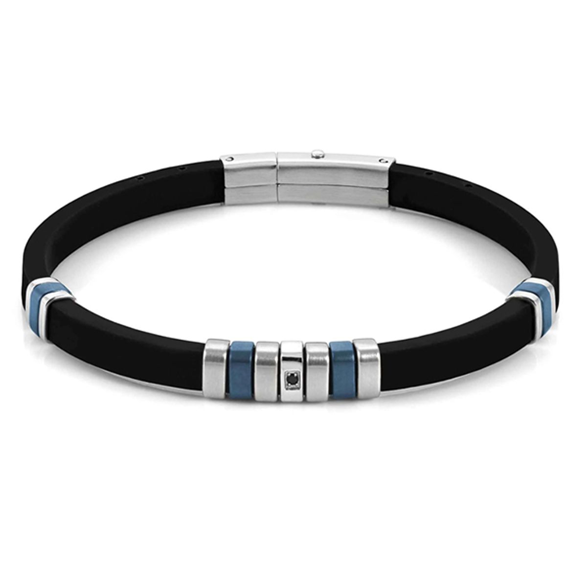 노미네이션(NOMINATION) 팔찌 시티 CITY steel and silicon BLACK CZ (Blue) 028805/016