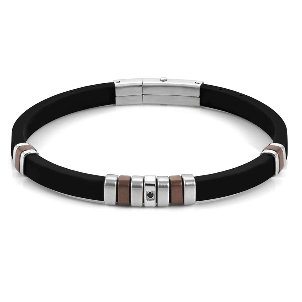 노미네이션(NOMINATION) 팔찌 시티 CITY steel and silicon BLACK CZ (Chocolate) 028805/028