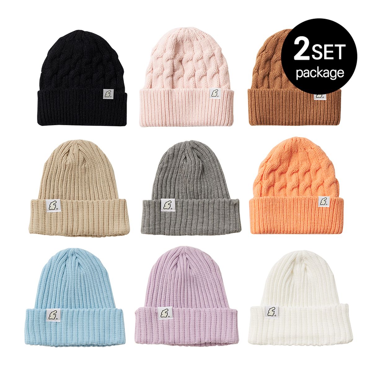 어퍼스트로피 콤마(APOSTROPHE COMMA) [2PACKS] 리버시블 라벨 워크 니트 비니 (13colors)