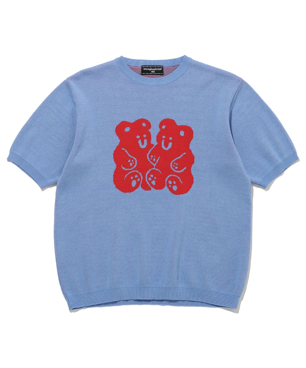 나이스고스트클럽(NICEGHOSTCLUB) GUMMY BEAR KNIT HALF T_BLUE(NG2CFUK604A)